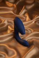 Duo 2 Pleasure Air & G-Spot wellness device in ocean blue, upright view showing air pulse nozzle