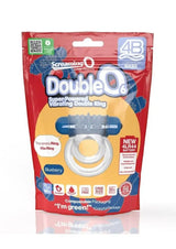 Screaming O DoubleO 6 — blueberry blue vibrating double ring with multi-nub textured stimulator, side profile