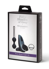 Erovia Fifty Shades of Grey x Womanizer Desire Blooms couple's wellness kit in luxury black packaging