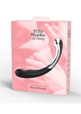 Erovia Sweet Pressure dual-ended pleasure wand with polished chrome and matte black silicone in pink retail packaging.