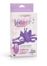 Erovia CalExotics Venus Butterfly purple silicone wearable intimate device in its retail packaging with remote.