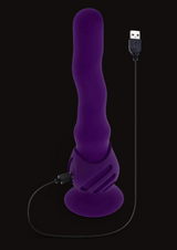 Erovia Playboy Pleasure Wiggle It deep violet silicone pleasure device with a detachable suction base and USB charger