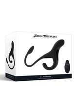 Erovia Zero Tolerance All The Bases matte black silicone couples stimulation ring in product packaging